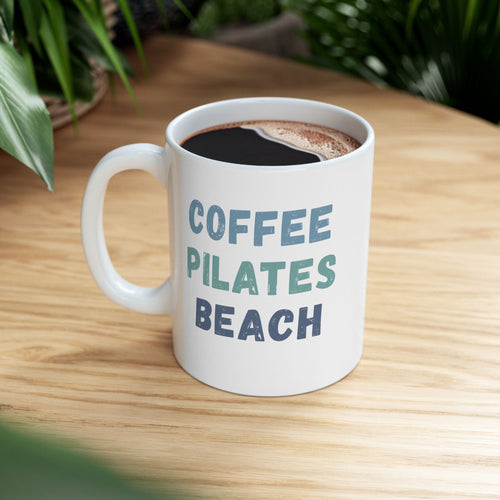 Pilates Coffee mug, Coffee Pilates Beach Mug | Ceramic Coffee Mug Gift for Pilates Lovers 11oz